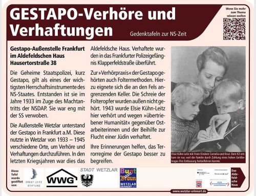 Gedenktafel Gestapo-Verhörstelle in Wetzlar