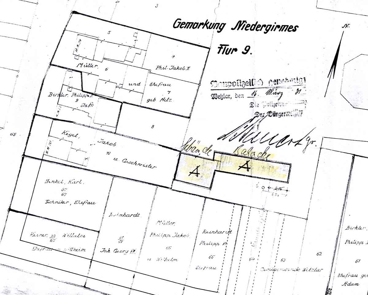 Plan der Baugenehmigung von Notwohnungen 1931