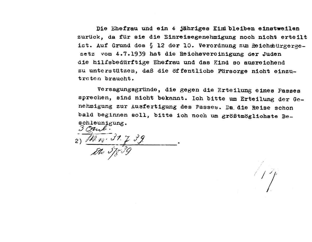 S. 2 des Antrags der Stadt Wetzlar an die Kreisbehörde zwecks Reisepass für Max Moses