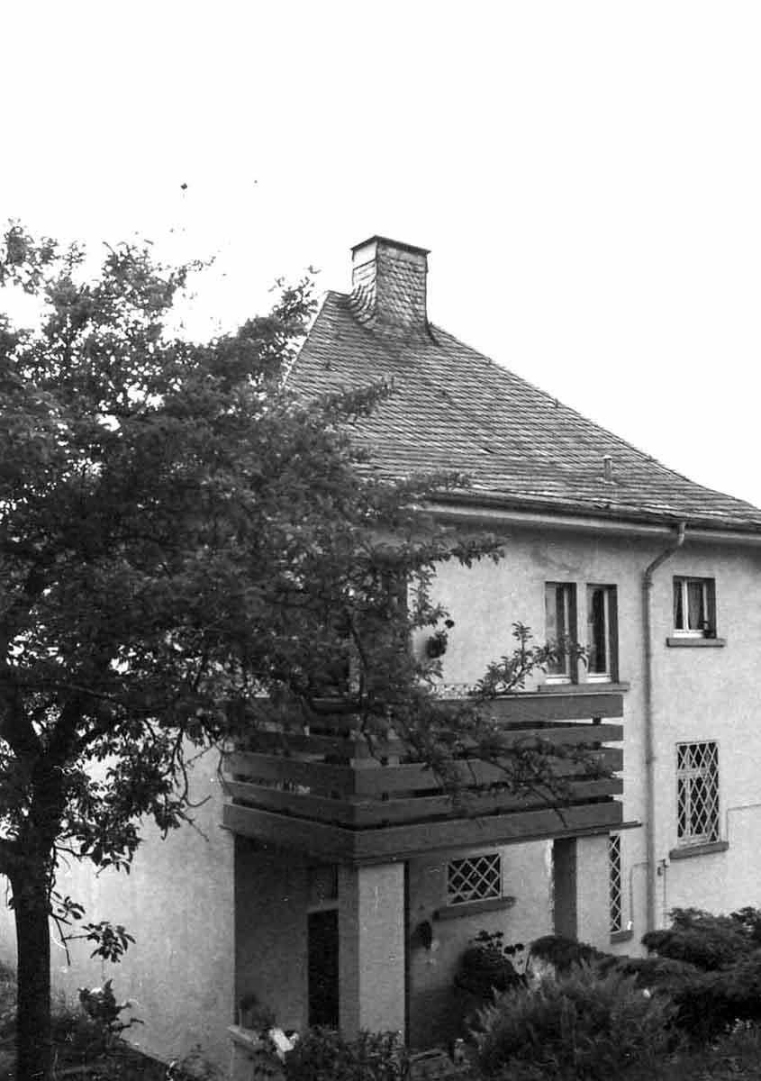 Familienhaus von Jakob Sauer, Rückseite Eingang Merianstraße