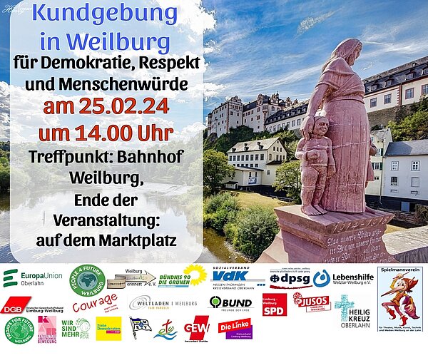 Weilburg Kundgebung Demonstration »Demorkratie-Respekt-Menschnwürde« 25.02.2023