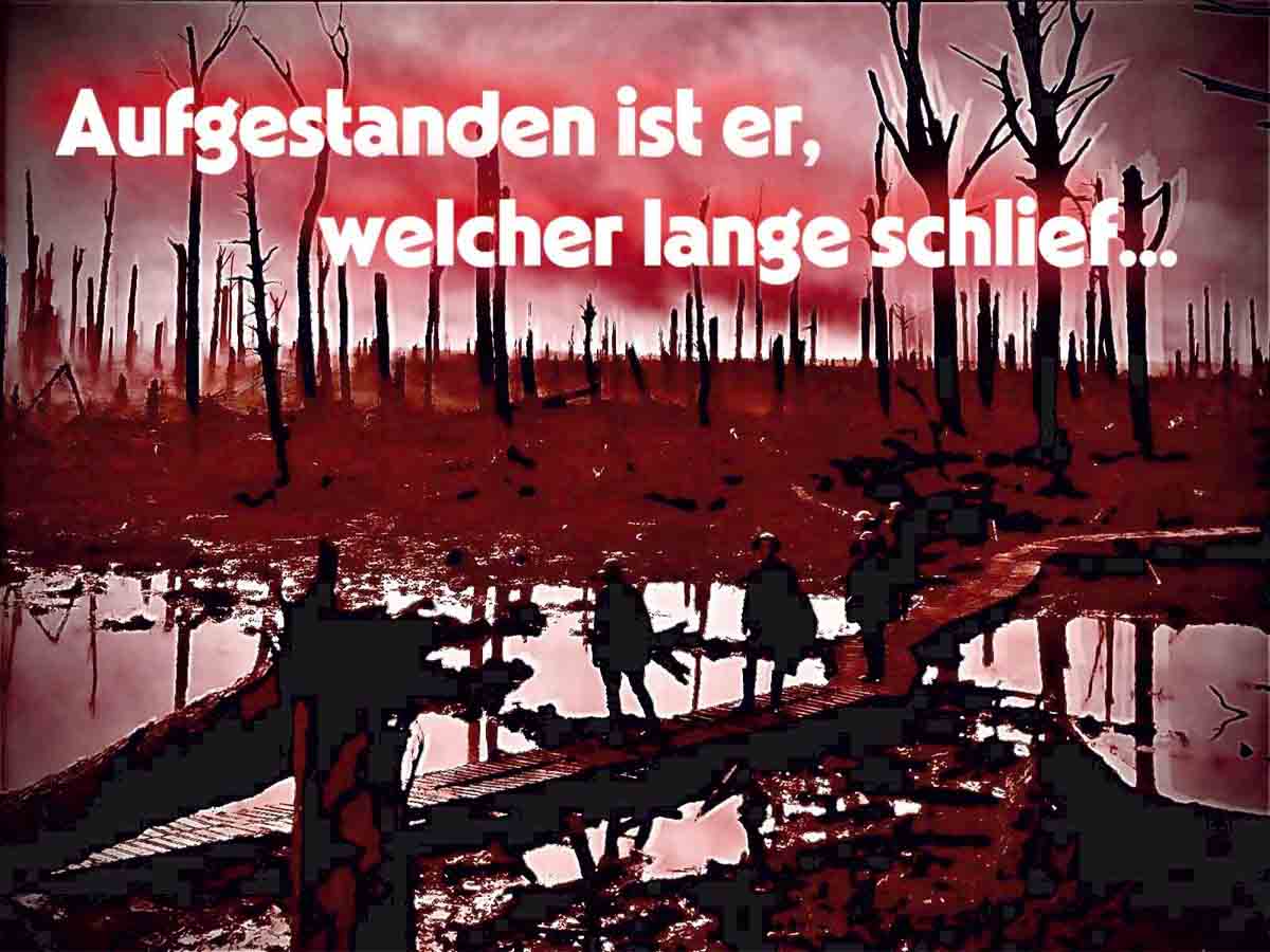 Szenische Grafik zur Literarisch-Musikalische Revue am Ende des 2. Weltkrieges