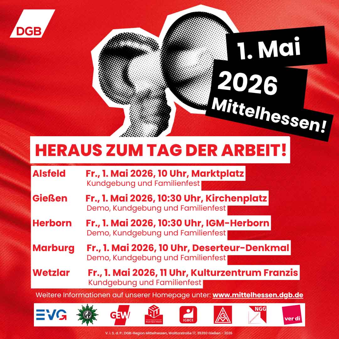 Sharepics – 1. Mai 2026 – Mittelhessen – Sharepic – 1. Mai 2026 1. Mai Mittelhessen Übersicht
