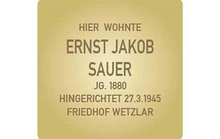 Stolperstein für Ernst Jakob Sauer